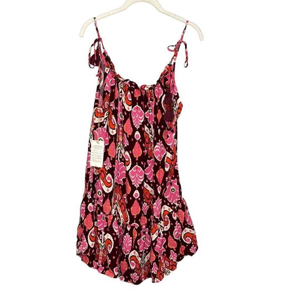 Maaji Totem Short Cover Up Dress Size Large Ikat Burgundy Print NEW $98 - Picture 1 of 9